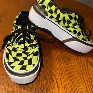 Vans Black and Yellow Checkered Sneakers Platform